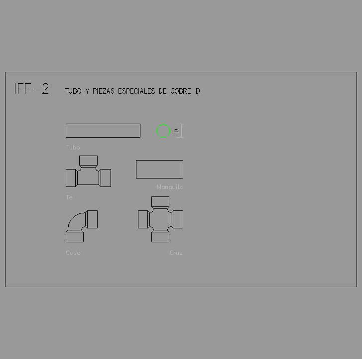 Bloque Autocad Tubo y piezas especiales de cobre